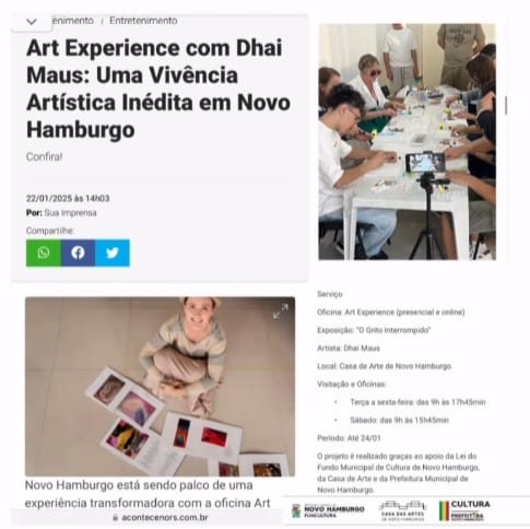 Site “ACONTECE NO RS” apresenta matéria sobre a exposição “O Grito Interrompido” de Dhai Maus